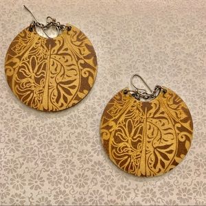 Stamped/embossed textured leather earrings